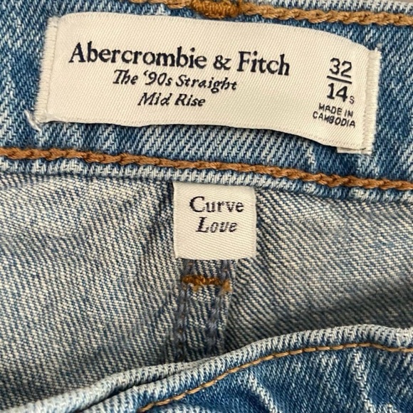 Abercrombie & Fitch curve love the 90’s straight mid rise Jeans Sz 32 NWT - Picture 5 of 7